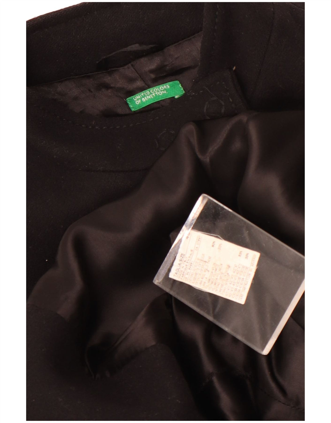 Benetton Pardessus Femme IT 46 Large Laine Noire