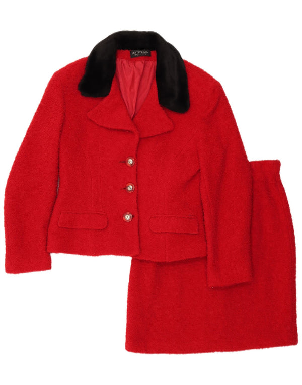 VINTAGE Womens 3 Button 2 Piece Skirt Set IT 44 Medium W28 Red Classic