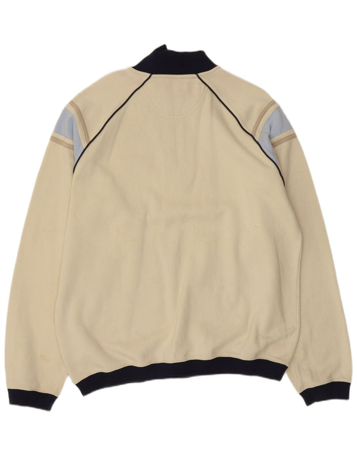 FILA Sweat-shirt à col zippé pour homme en coton color block blanc cassé