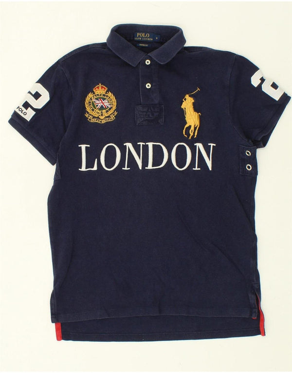 POLO RALPH LAUREN Polo de rugby graphique ajusté sur mesure pour homme, petit, bleu marine