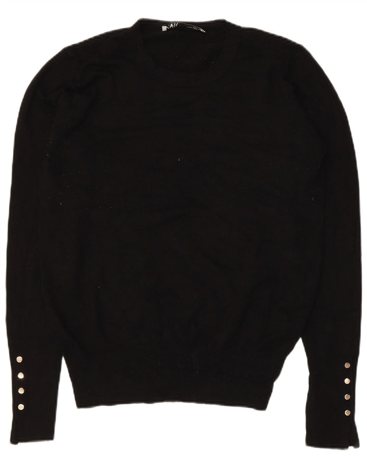 Zara Pull ras du cou pour femme UK 12 Medium Noir Viscose