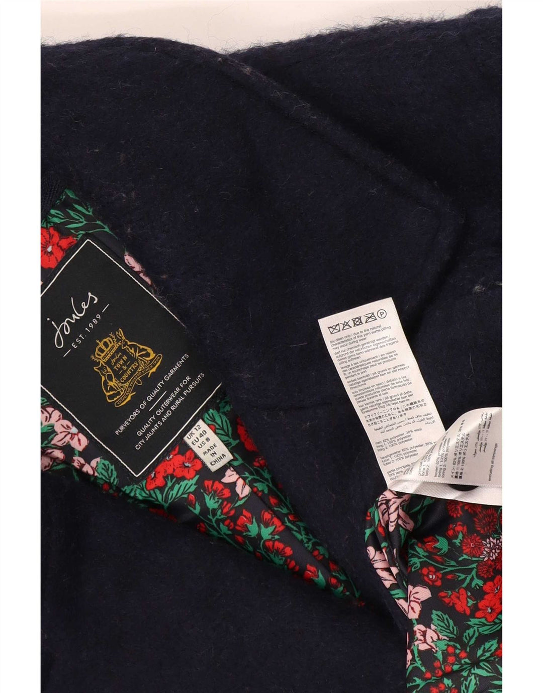 Joules Caban Femme UK 12 Medium Bleu Marine Polyester
