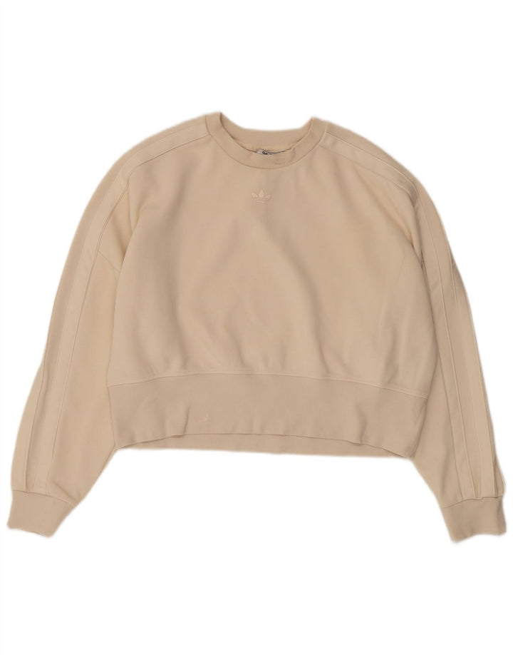 Adidas Sweat-shirt court pour femme UK 12 en coton beige moyen