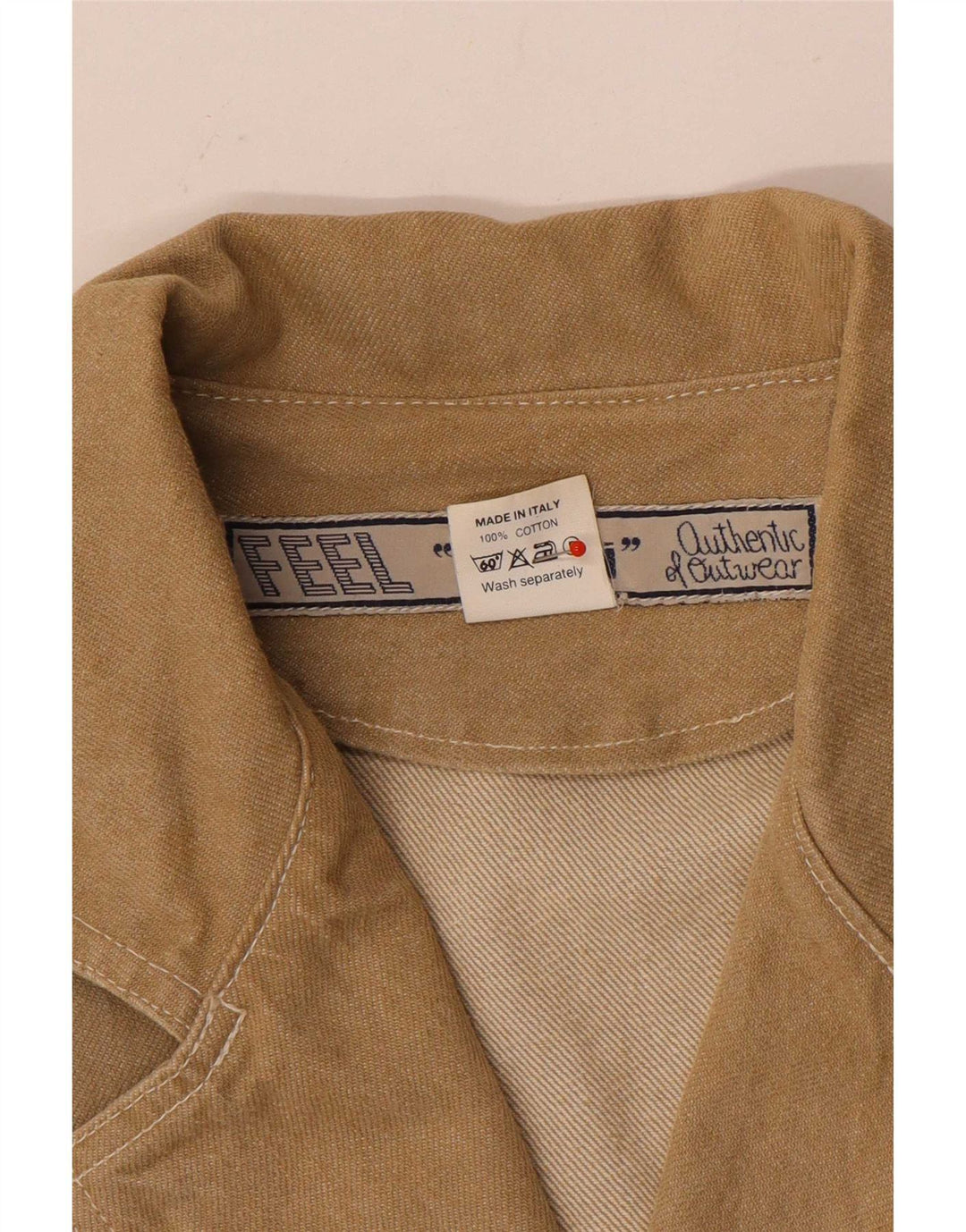 veste en denim crop femme vintage UK 14 coton brun moyen