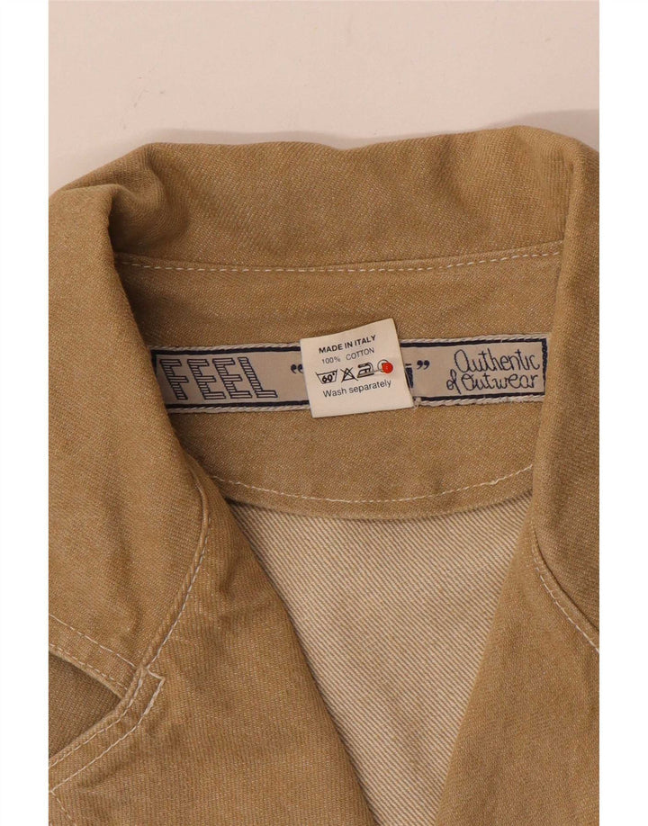 veste en denim crop femme vintage UK 14 coton brun moyen