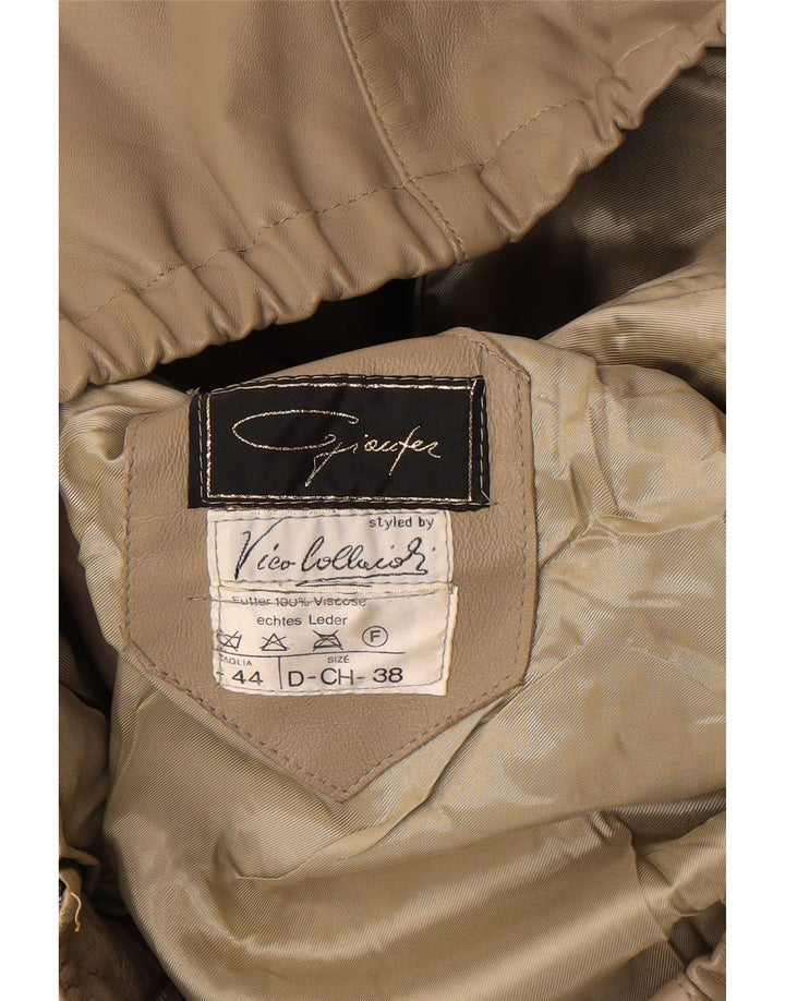 Veste en cuir femme vintage IT 44 Cuir gris moyen