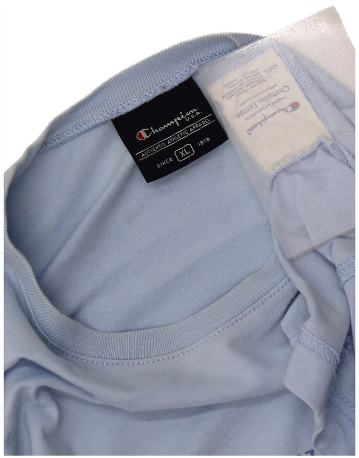 Champion Haut Graphique Femme Manches Longues UK 18 XL Bleu Coton