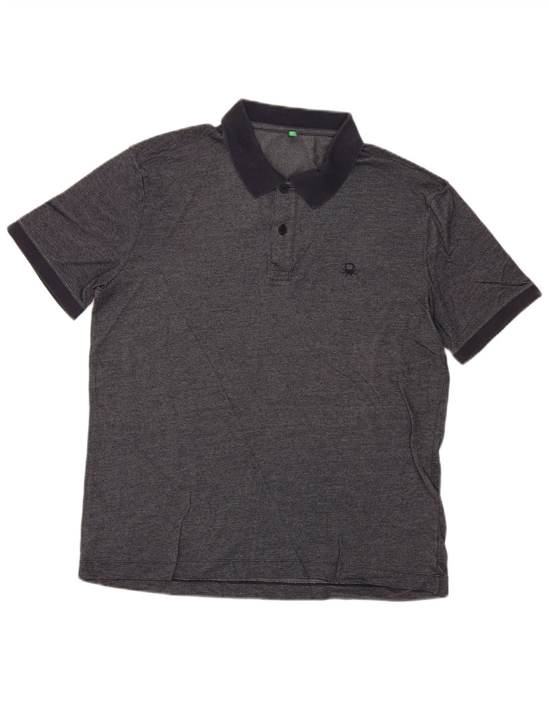 Benetton Polo Homme Large Bleu Marine Moucheté