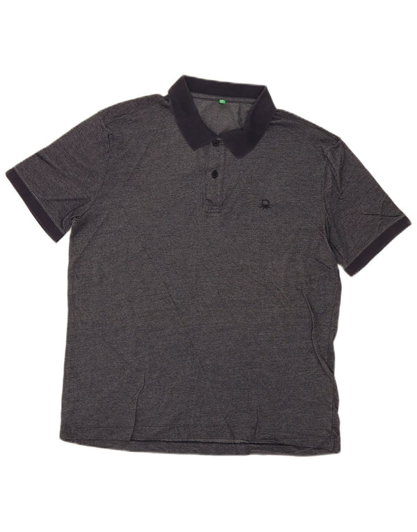 Benetton Polo Homme Large Bleu Marine Moucheté