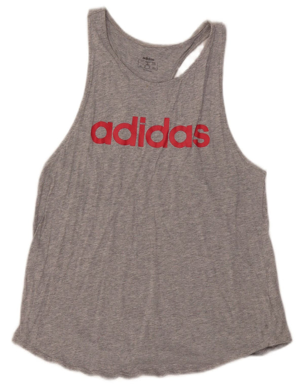 Adidas Débardeur Graphique Femme UK 12/14 Gris Moyen Coton