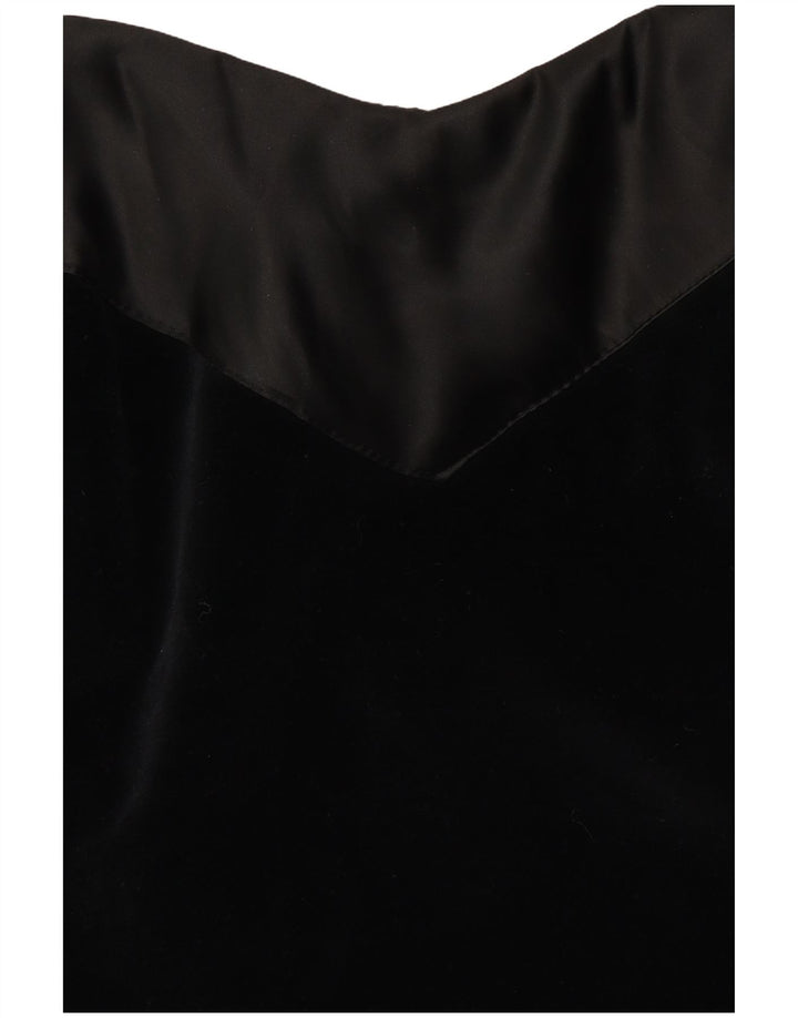 VINTAGE Robe Halter en Velours Femme UK 10 Petit Noir