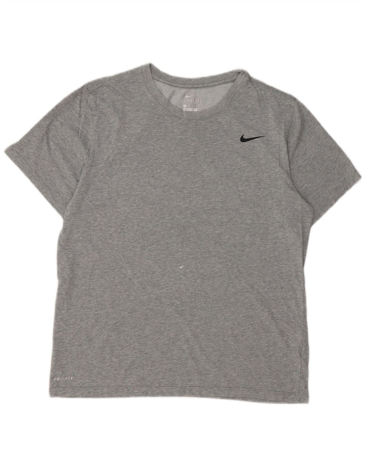 Nike Mens Dri Fit T-Shirt Top Large Grey Flecked Cotton