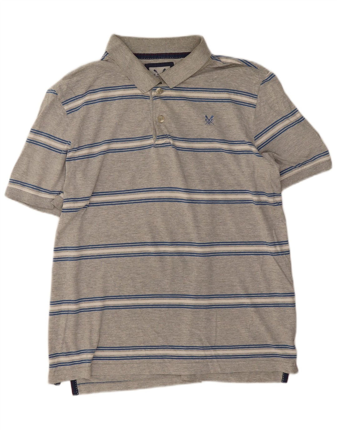 Crew Clothing Polo Homme Gris Moyen Rayé Coton