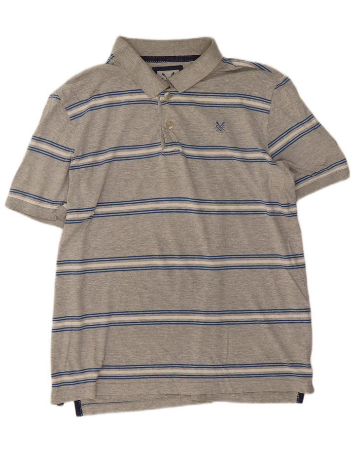 Crew Clothing Polo Homme Gris Moyen Rayé Coton