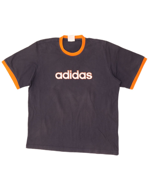 Adidas T-shirt graphique pour hommes en coton color block bleu marine grand