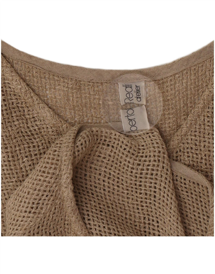 vintage Femmes Voir à travers 1 Bouton 2 Pièces Ensemble UK 12 Beige Moyen