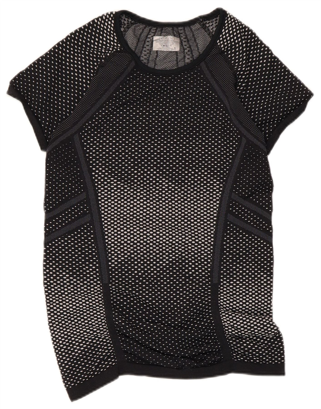 ATHLETA T-Shirt Femme Top UK 8 Petit Noir Tacheté Polyester