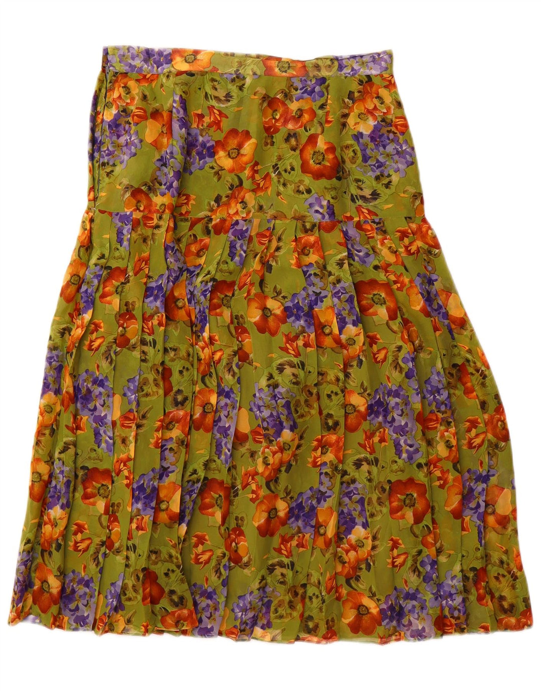 jupe plissée femme vintage W28 Floral vert moyen