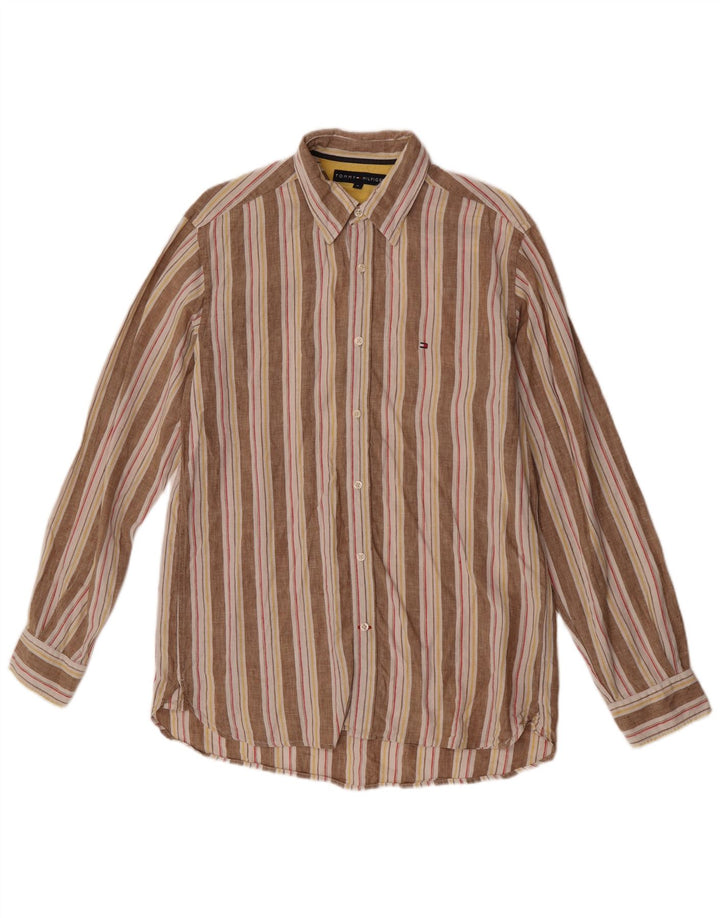 Tommy Hilfiger Chemise Homme Lin Rayé Beige Moyen