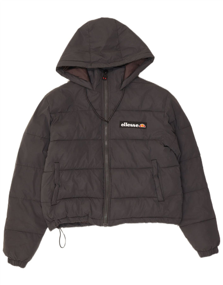 Ellesse Veste matelassée à capuche pour femme UK 14 Medium Black Nylon
