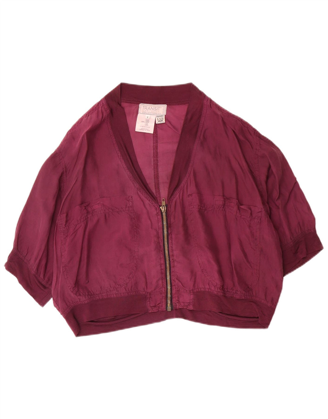 Transit Par Such Veste Bomber Courte Oversize Femme US 2 XS Violet Soie