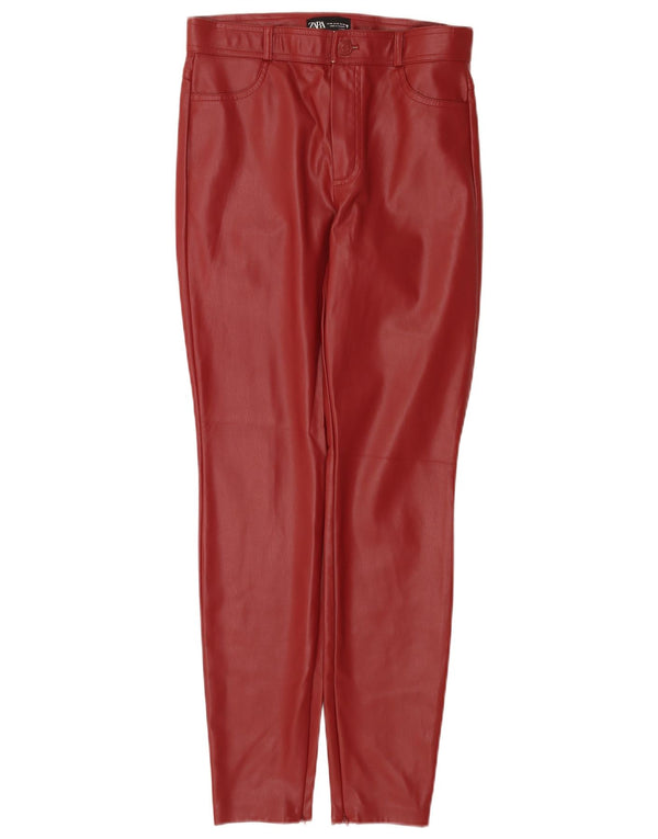 Zara Pantalon skinny en simili cuir pour femme Medium W28 L28 Bordeaux
