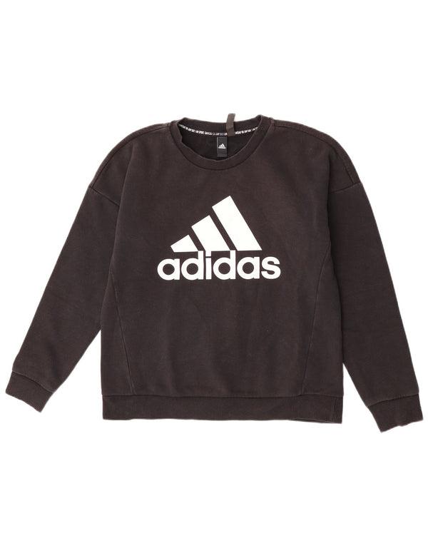 Adidas Sweat-shirt graphique pour femme UK 12/14 en coton noir moyen