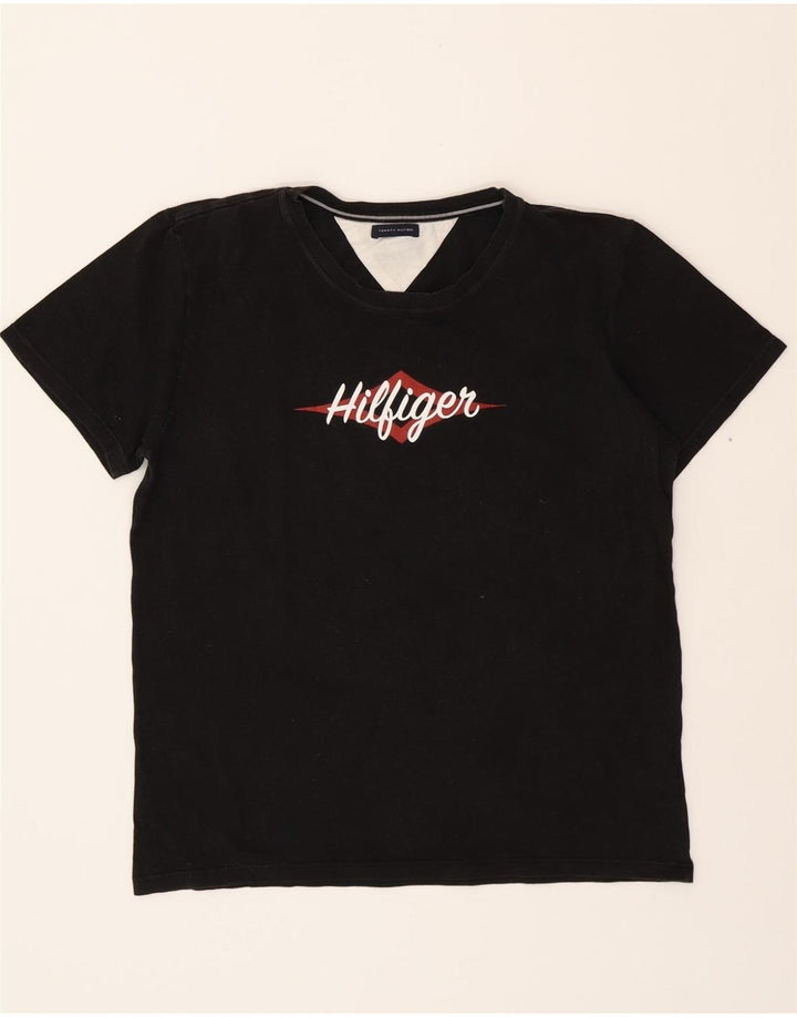 TOMMY HILFIGER Mens Graphic T-Shirt Top Medium Black Cotton Vintage Tommy Hilfiger and Second-Hand Tommy Hilfiger from Messina Hembry 