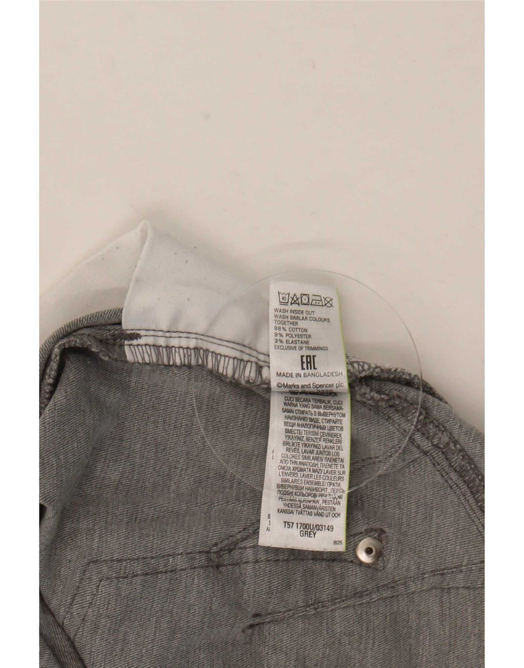Marks & Spencer Jean crop slim pour femme UK 12 moyen W30 L26 coton gris
