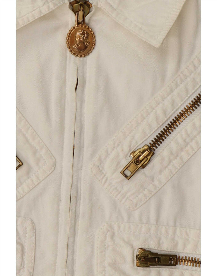Moschino Veste Bomber Femme UK 12 Medium Off White Coton