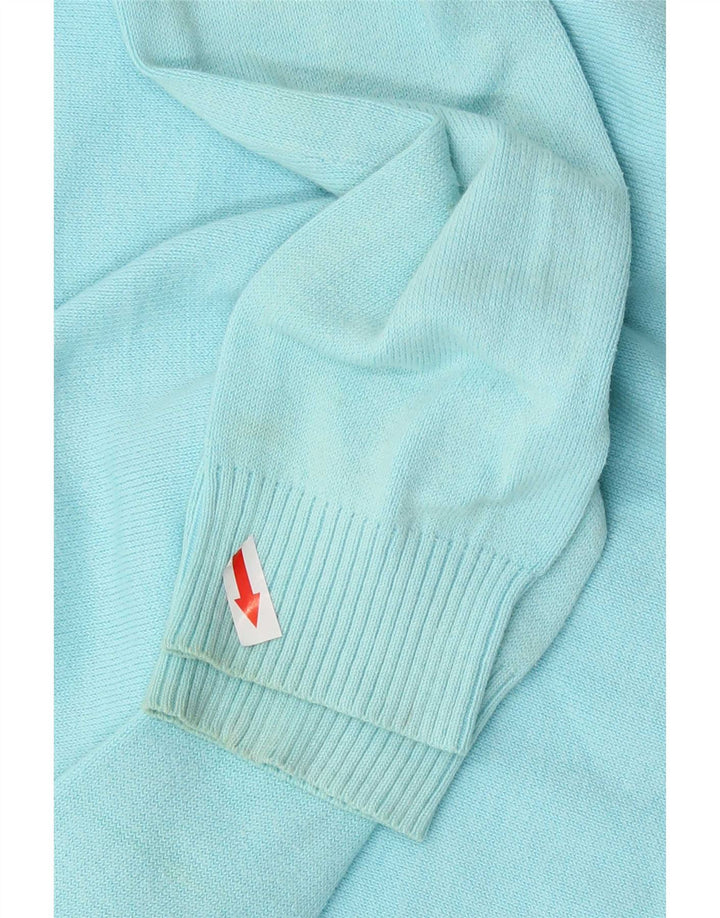 Zara Femme Cardigan Pull UK 12 Bleu Moyen Coton
