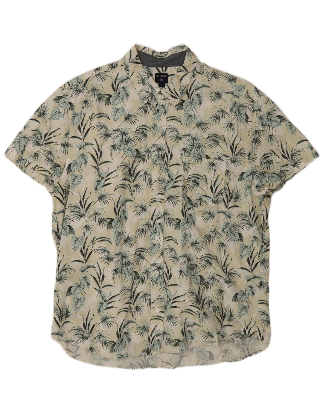 J. CREW Chemise à manches courtes pour homme XL en coton floral jaune hawaïen