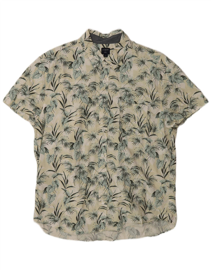 J. CREW Chemise à manches courtes pour homme XL en coton floral jaune hawaïen