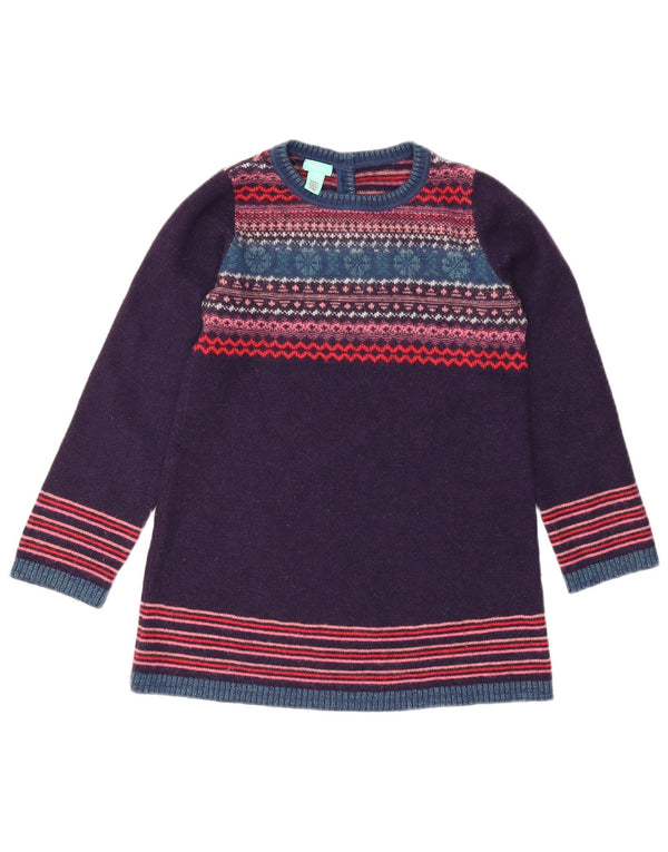 Monsoon Pull à col bateau pour fille 8-9 ans Violet Laine Fair Isle