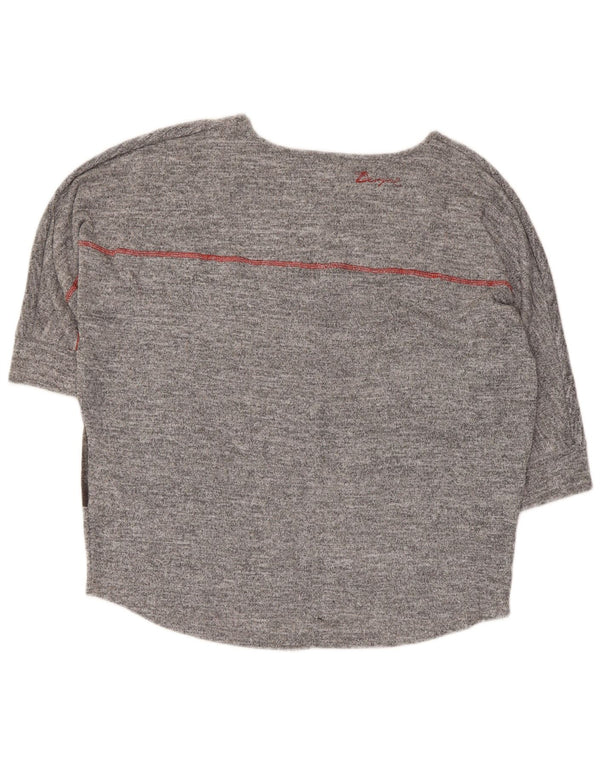 Desigual Haut Graphique Femme Manches 3/4 UK 14 Gris Moyen Géométrique