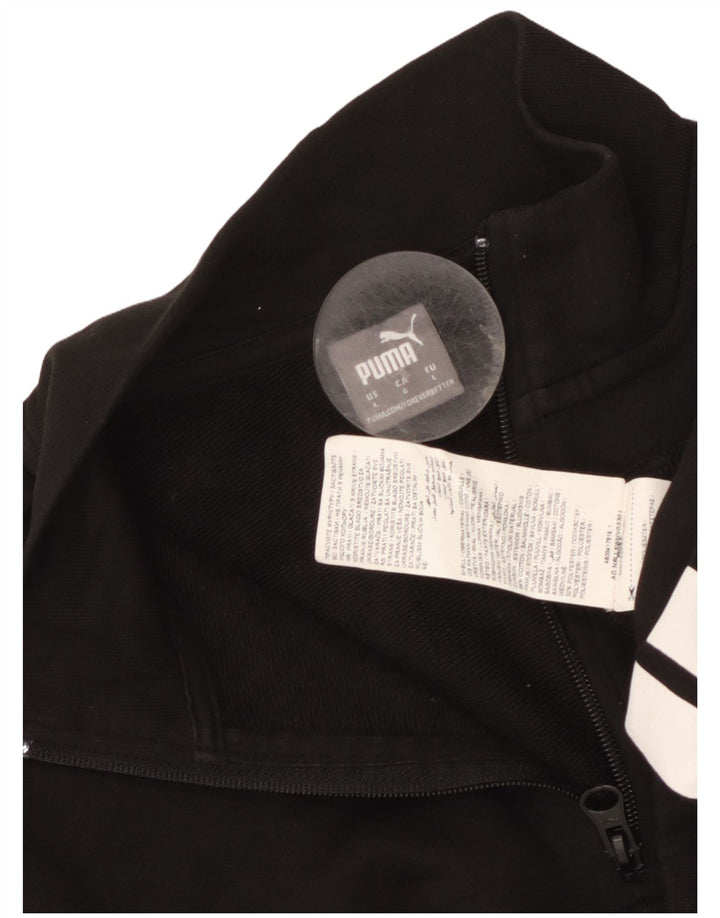 Puma Sweat-shirt graphique à col zippé pour femme UK 16 Large Noir Coton