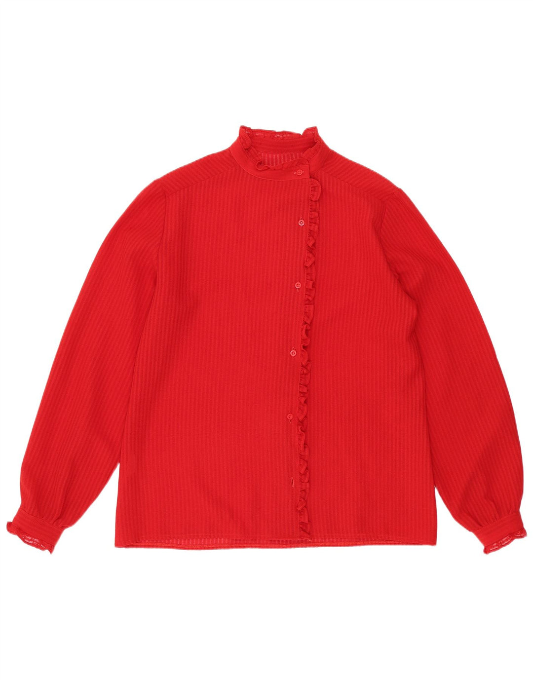 vintage Femme Chemise Blouse UK 14 Moyen Rouge Rayé