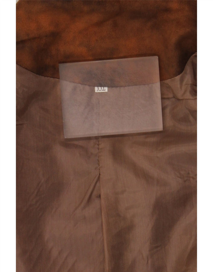 gilet en cuir homme vintage 2XL Brown Tie Dye