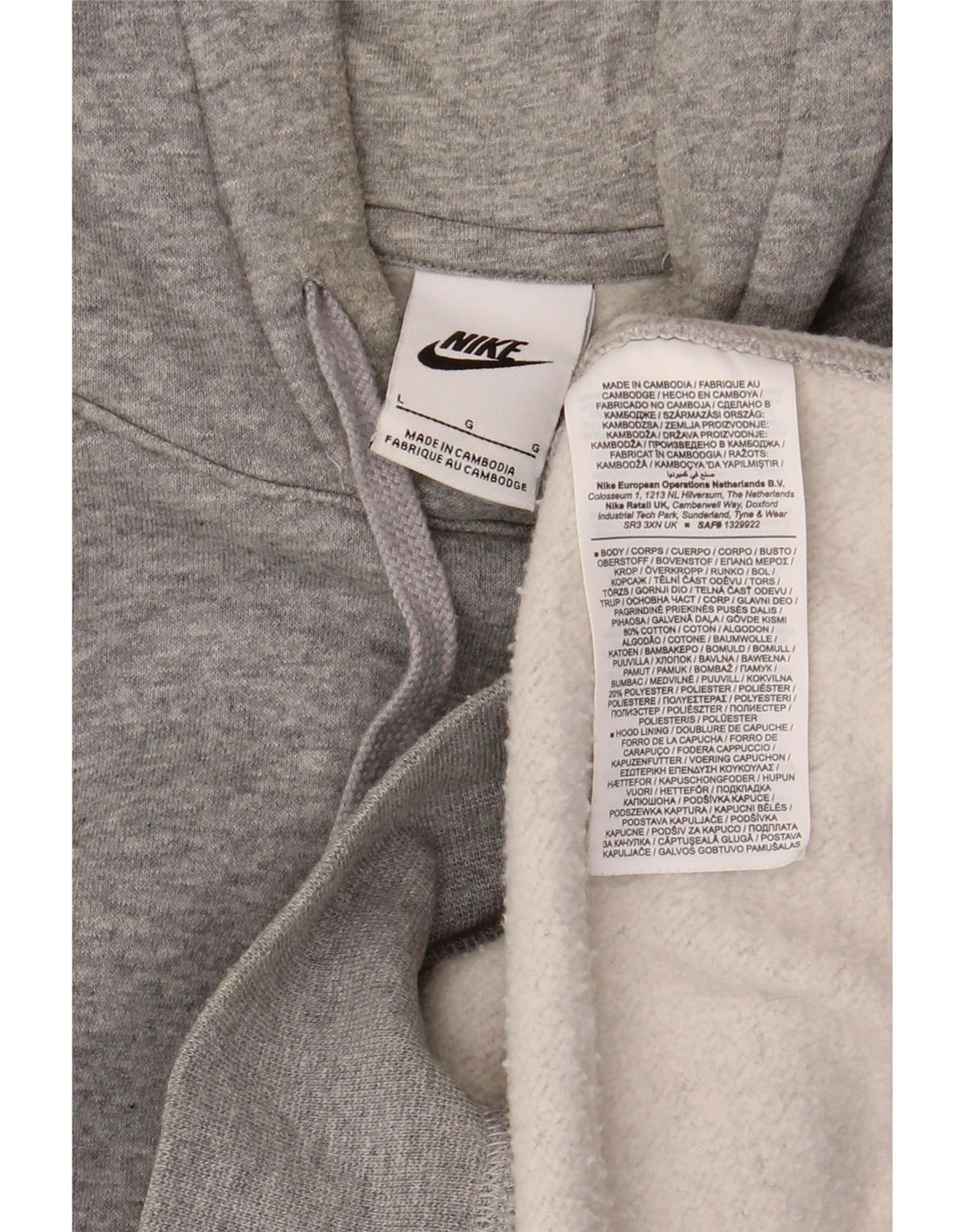 NIKE Pull à capuche pour homme en coton gris Large