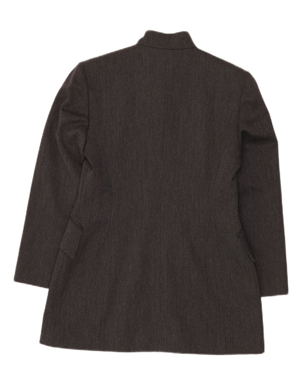 VINTAGE Veste blazer longue à 2 boutons pour femme IT 42 laine gris moyen