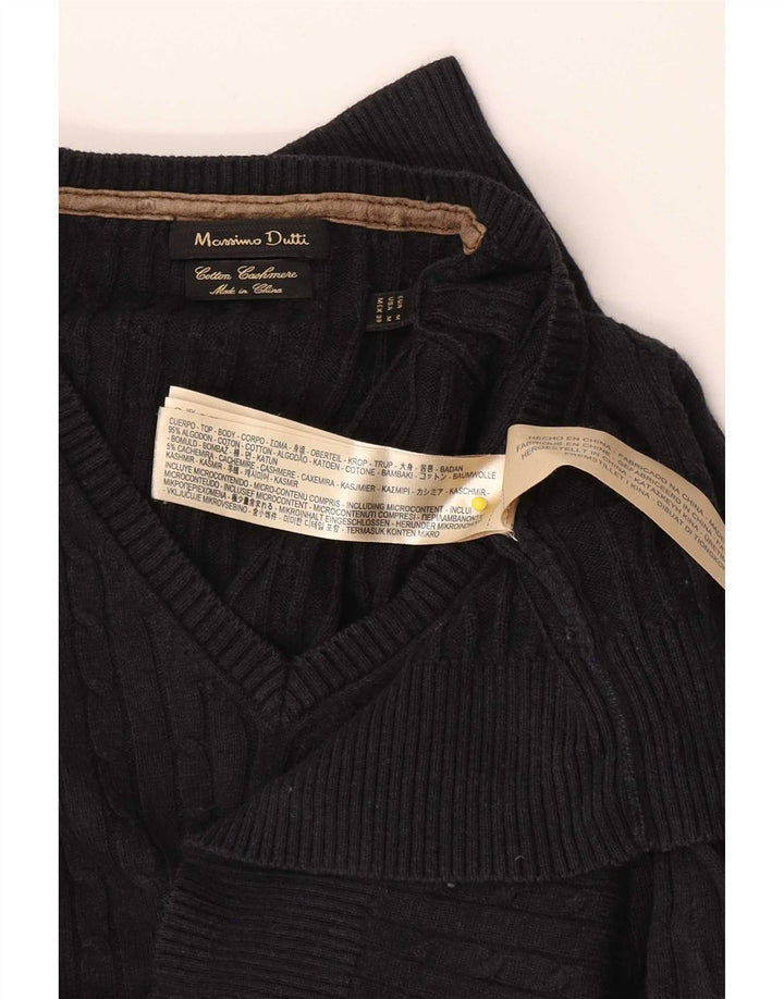Massimo Dutti Pull col V Homme Bleu Marine Moyen Coton