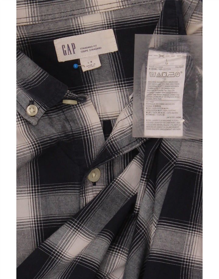 Gap Chemise Coupe Standard Homme Grand Carreau Bleu Marine Coton