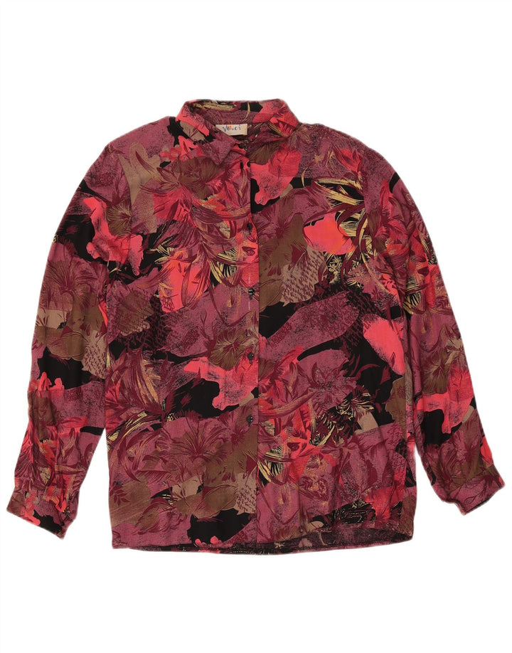 vintage Femmes 2 Pièces Jupe Ensemble UK 12 Moyen W27 Bourgogne Floral Rétro