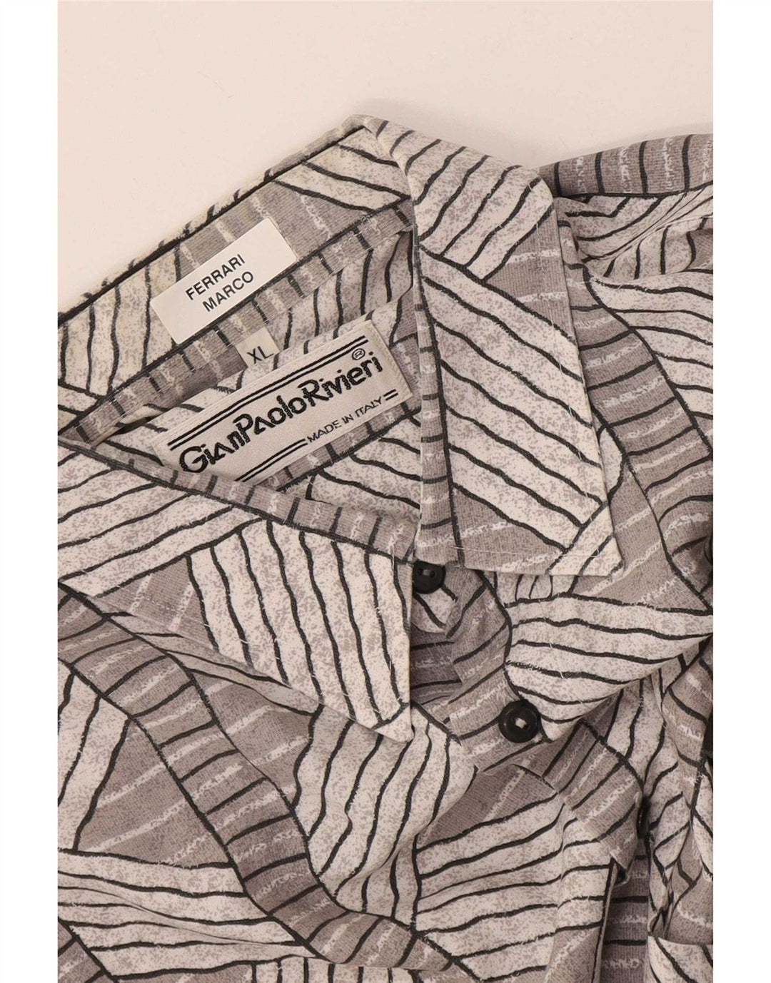 vintage Chemise à manches courtes pour hommes XL Gris Géométrique