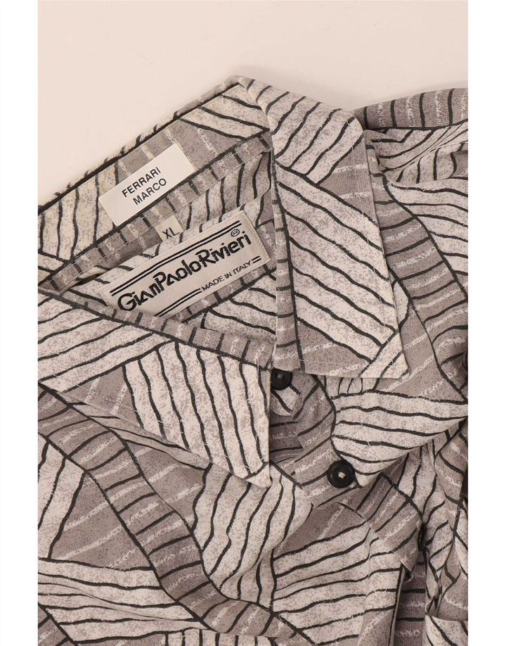 vintage Chemise à manches courtes pour hommes XL Gris Géométrique