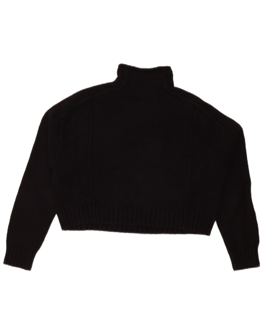 Zara Pull court surdimensionné à col roulé pour femme UK 10 Petit Noir