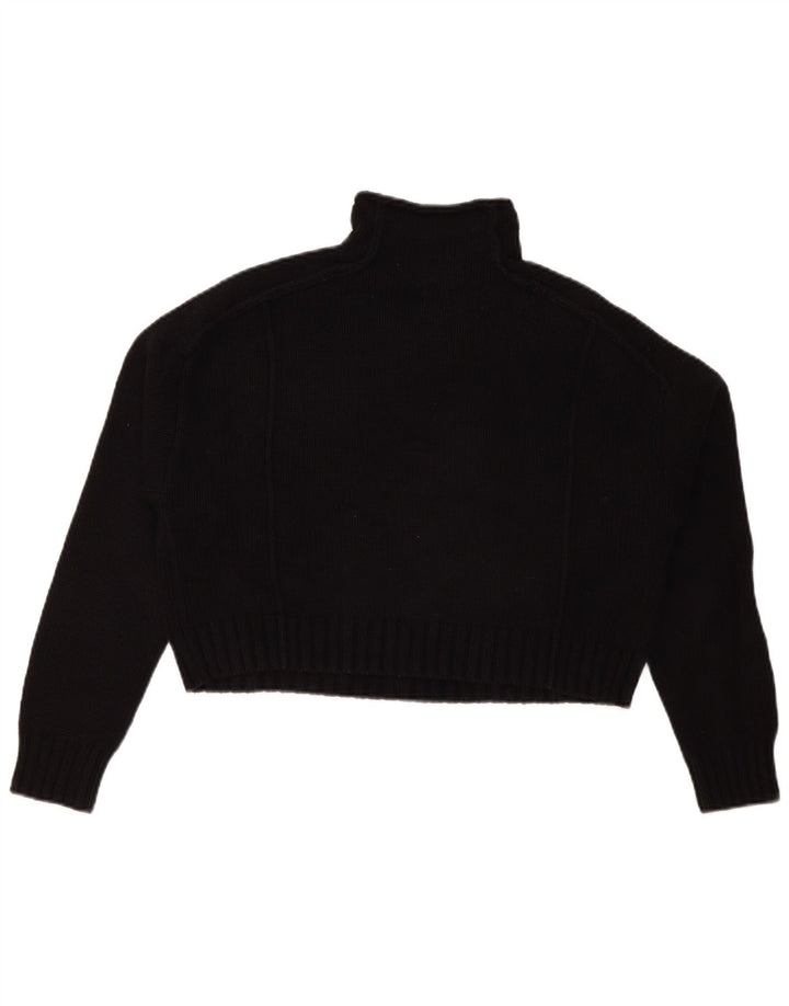 Zara Pull court surdimensionné à col roulé pour femme UK 10 Petit Noir