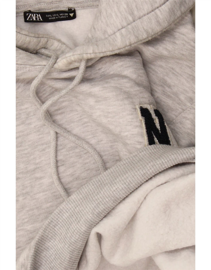 Zara Pull à capuche surdimensionné pour femme UK 16 Large Gris