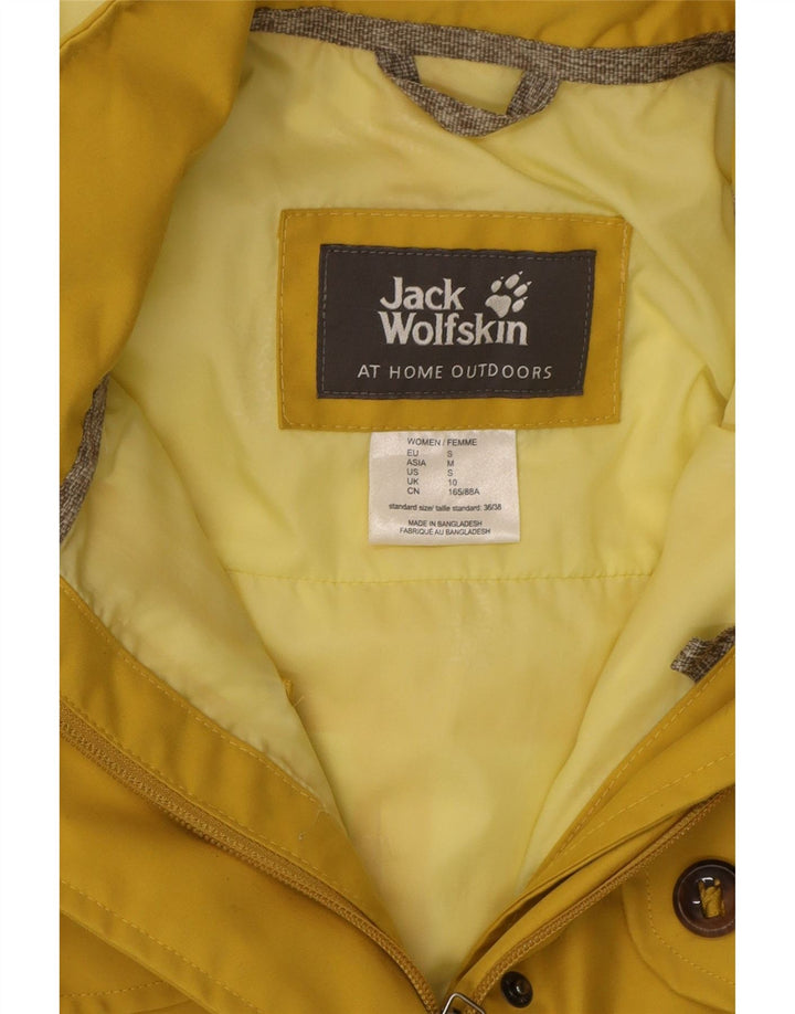 JACK WOLFSKIN Womens Hooded Windbreaker Coat UK 10 Small Yellow Polyester Vintage Jack Wolfskin and Second-Hand Jack Wolfskin from Messina Hembry 