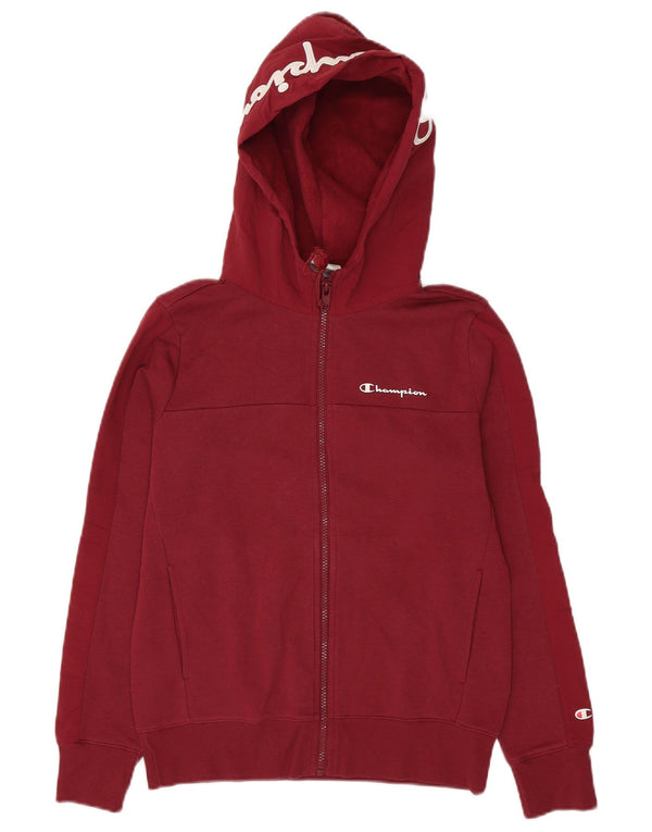 Champion Pull à capuche zippé graphique pour femme UK 12 Coton rouge moyen